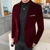 Fall Winter Gold Velvet Blazer High Quality Slim Fit Suit Jacket Fashion Casual Men Groom Singer Costume Formal Evening Dress 220801