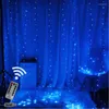 Strings LED Solar Powered 3x1M/3x2M/3x3M Copper Wire Curtain String Lights Waterproof Outdoor Window For Christmas Party WeddingLED