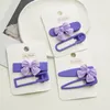 Lila fyrkantig triangel ellipse bow-tie formade barrettes barn kvinnor 2 stycken ihåliga stål hårklipp europeisk huvudbonad hästsvans scrunchies kant hårnål