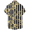 Мужские повседневные рубашки летняя мода мужская золотая цепочка припечатка с коротким рукавом с коротким рукавом Slim Hawaiian рубашка пляжная одежда Eldd22 Eldd22