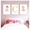 Nome personalizzato Poster Nursery Wall Poster Nordic Nome personalizzato Baby Girl Room Decor Dancing Girl Wall Art Canvas Painting 220623