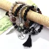 Charm Bracelets Fashion Round Loose Beads Silver Gold Plated Bracelet Jewelry Sets For Women Elephant Animal Bohemia Tassel Chain GiftsCharm