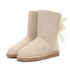 Venta caliente Aus 3280 2 botas de nieve para mujer con arco mantener la bota caliente Piel de vaca Piel de oveja Botas de piel de felpa bolsa para polvo tarjeta regalo de navidad fino de calidad superior Transbordo gratuito