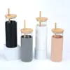 Caneca de vidro de manga de silicone criativa de 500 ml com palha de tampa de bambu portátil beba garrafa de água copo de copo fofo Drinkwarware personalizável Promotor Gift ZL0795