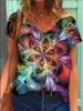 3XL Oversides Ladies Tops Casual Short Sleeve V Neck Loose T Shirt Size Women 3D Butterfly Summer Tees Clothes 220628