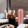 20 oz skinny koppar tumbler rostfritt stål kaffemuggar med lock Färgglada sugrör Isolerade vakuum tumblers smal rak kopp öl vattenflaska LXL559-1