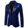 Shiny Gold Sequin Glitter Empelled Blazer Jacket Men Nightclub Prom Suit Costume Homme Stage Clothes for Singers 220822
