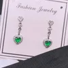 Pendientes de corazón verde de cristal para mujer, joyería elegante de Plata de Ley 925 para fiesta, pendiente de lujo brillante, LadyStud Farl22