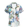 Big Size Men 5xl 6xl 7xl Nya sommartröjor Män Kort ärm blommig tryck Hawaiian Casual Cool Breattable Vacation Beach Shirt 210412