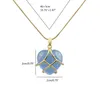 Pendant Necklaces Heart Shape Resin Stone Necklace Pink Blue Gold Crystal Pendants Diamond Castle Wire Wrapped Jewelry 124APendant