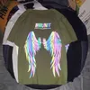 T-shirts pour hommes Hip- T-shirt pour hommes lâche col rond aile impression réfléchissante grande taille haut à manches courtes t-shirts graphiques streetwearmen'sme