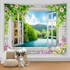 Tapisses rural jardin paysage tapissery fleur papillon vert plante mur suspendu hied mandala litspread bohemian art home salle décortape