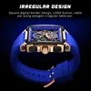 Wristwatches 2022 New Fashion Waterproof Men's Watch Top Brand Luxury Silicone Square Large Dial Sports Quartz Chronograph Relogio Masculinos 220609