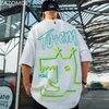 Zazomde Cotton Summer Graffiti Dinosaur Krótkie rękawowe T-shirt Mężczyzna Ins Streetwear Studenci Loose Fashion Ubrania Men M-5xl 220621