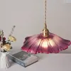펜던트 램프 현대 조명 꽃 유리가있는 집 장식 조명 거실 침실 침대 옆 조명기구 실내 상점가