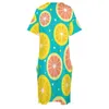 Plus Size Dresses Adorable Lemon Slices Dress Red Grapefruit Streetwear Casual Women Summer V Neck Stylish Gift IdeaPlus