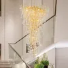 Nowoczesny luksusowy kryształowy żyrandol romantyczny aluminiowy żyrandole światła europejska duża długa hala salon restauracyjny dom wisząca średnica lampy 120 cm H250cm