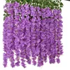 45 Zoll künstliche Glyzinien-Blumen, gefälschte Glyzinien-Rebe, Ratta-Hängegirlande, Seidenblumen-Schnur, für Zuhause, Hochzeit, dekorativ