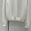 Kvinnors tröjor Designer Cashmere Knits Tops med brevpärlor Mönster Girls Milan Runway Crop Top Shirt High End Custom Long Sleeve Stretch Pullover ZG18
