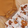 Set di abbigliamento moda Baby Autumn Born Girl Clothes Manica lunga Tuta in maglia a costine Tutu con volant Pantaloncini stampati 2 pezzi Set di abiti