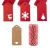 Décorations de noël étiquettes PCS papier Kraft cadeau accrocher des étiquettes avec une ficelle de 100M adaptée à la fête de faveur AChristmas