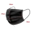 EUA em estoque máscaras de face descartáveis ​​pretas Proteção de 3 camadas máscara externa sanitária com boca de earloop PM Prevenção DHL F0518302