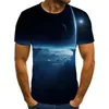 T-shirts pour hommes Design de mode Science-Fiction Planète Imprimer Britannique Tendance de la rue pour hommes Style rétro T-shirt à manches courtes