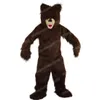 Costume della mascotte dell'orso bruno dai capelli lunghi Costume di Halloween Vestito da festa di Natale Vestito da personaggio dei cartoni animati Vestito da carnevale Unisex per adulti