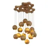 Japanese Ball Globe Lamp Wood Bead Chandelier Lustre Fixture Light Nordic Modern Round Hanging Scandinavian Oark Dining Room Gfaqr