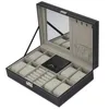 Portable en cuir PU 2 4 8 grilles fente boîte de montre vitrine de rangement support organisateur fermeture éclair exquis et Durable 220719