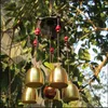 Decorative Objects & Figurines 62cm Copper 5 Bells Pentagon Pavilion Coin Drawing Home Yard Garden Feng Shui Wind Chimes Friend GiftDecorati