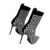 Frauen 2022 Mode Herbst Winter Stretchy Stricken Socke Stil Stiefeletten Hohe Dünne Ferse Luxus Designer Spitz Zehe Slip auf Schuhe
