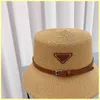 Moda mujer diseñadores de paja sombreros gorra de ala ancha sombrero de cubo gorro marca famosa todo s hebilla de cinturón papiro gorras de cubo ni2738785