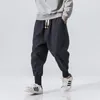 Kinesisk stil harembyxor män streetwear casual joggers mens byxor bomullslinne svettbyxor fotledslängd män byxor m-5xl 220726