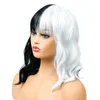 Moda kadın beyaz siyah kıvırcık saç perukları günlük parti cos tam peruk için