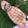 15963 Rainbow Plaid Leopard Baby Swaddle Wrap Blanket Wraps Blankets Nursery Bedding Towelling Baby Infant Wrapped Cloth With Hat 2pcs/set