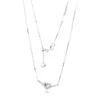 925 Sterling Silver Sparkling Wishbone Heart Collier Necklace Chain For Women Men Fit Pandora Style Necklaces Gift Jewelry 399273C01-45