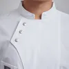 YL033 Long Sleeve Chef Jackets 주방 요리사 레스토랑 유니폼 커스텀 로고 셔츠 서비스 베이커리 요리사 드레스 화이트 앞치마 남자