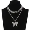 Chains Cuban Link Chain Butterfly Necklace Set Choker Women Chocker Pendant JewelryChains ChainsChains