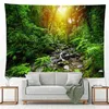 Wunderschöner, mit Naturwald bedruckter Wandteppich, dekorativer Wandbehang, böhmische Teppiche, Mandala-Kunstdekor, J220804