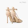 Известный бренд 2022 новая летняя реальная кожа высокие каблуки бренда женские насосы тонкий каблук заостренные туфли сексуальные моды сандалии вечернее платье обувь8см дизайнерская классическая роскошь