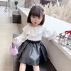 Blouse For Girls Solid Color Girl White Shirt Casual Style Blouse Children's For Girl Spring Autumn Toddler Clothes Girls 210412