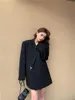 Costumes pour femmes Blazers femme 2022 ample longue robe Blazer noir femmes vestes veste fête vêtements de cérémonie solide cranté rue