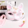 Anime rävmask handmålad japansk halv ansikte kattmask maskerad festival boll kabuki kitsune masker cosplay kostym fest prop