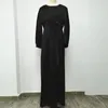 Etniska kläder kvinnor abaya eid muslim satin klänning kvinnlig fast färg dubai kalkon blygsam islamisk modekläder femmeethnic