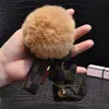 Cat Teddy Bear Pompom Keychains Fashion Rhinestone Key Chain Ring Pu Leather Car Buckles Smyckeväska Charm Tillbehör Animal Keyr1069726