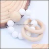 Soothers Teethers Health Care Baby Kids Maternity Baby Teether Rings Set Food Grade Beech Wood Ting Ring Chew Toys DHQRT