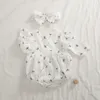 Baby Girl Clothes Suits Floral Short Sleeve Ruffle kjol Top   Bloomers Shorts Passar Summer Soft Cotton Maskros Print Jumpsuit 220509