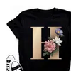 Niestandardowa nazwa kombinacja mody T koszule Kobiet T-shirt kwiat A B C D E F G TOPS