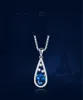 Medalhões elegantes colar de pendente de cristal de cristal azul de safira para mulheres brancas cor de cor de garganta de cor para garçana de garganta de diamante Bijoux